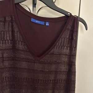 Apt. 9 Metallic-Striped V-Neck Sleeveless Top - Wine